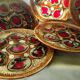 6 assiettes a huitres en barbotine sarreguemines ou vallauris vintage