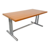 Vintage walnut and chrome metal desk from the 1970s.