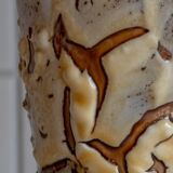 Small ceramic vase with textured details, brown tones, 1970s