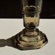 Flared Art Deco vase in smoked moulded glass with steps H30 W13.5