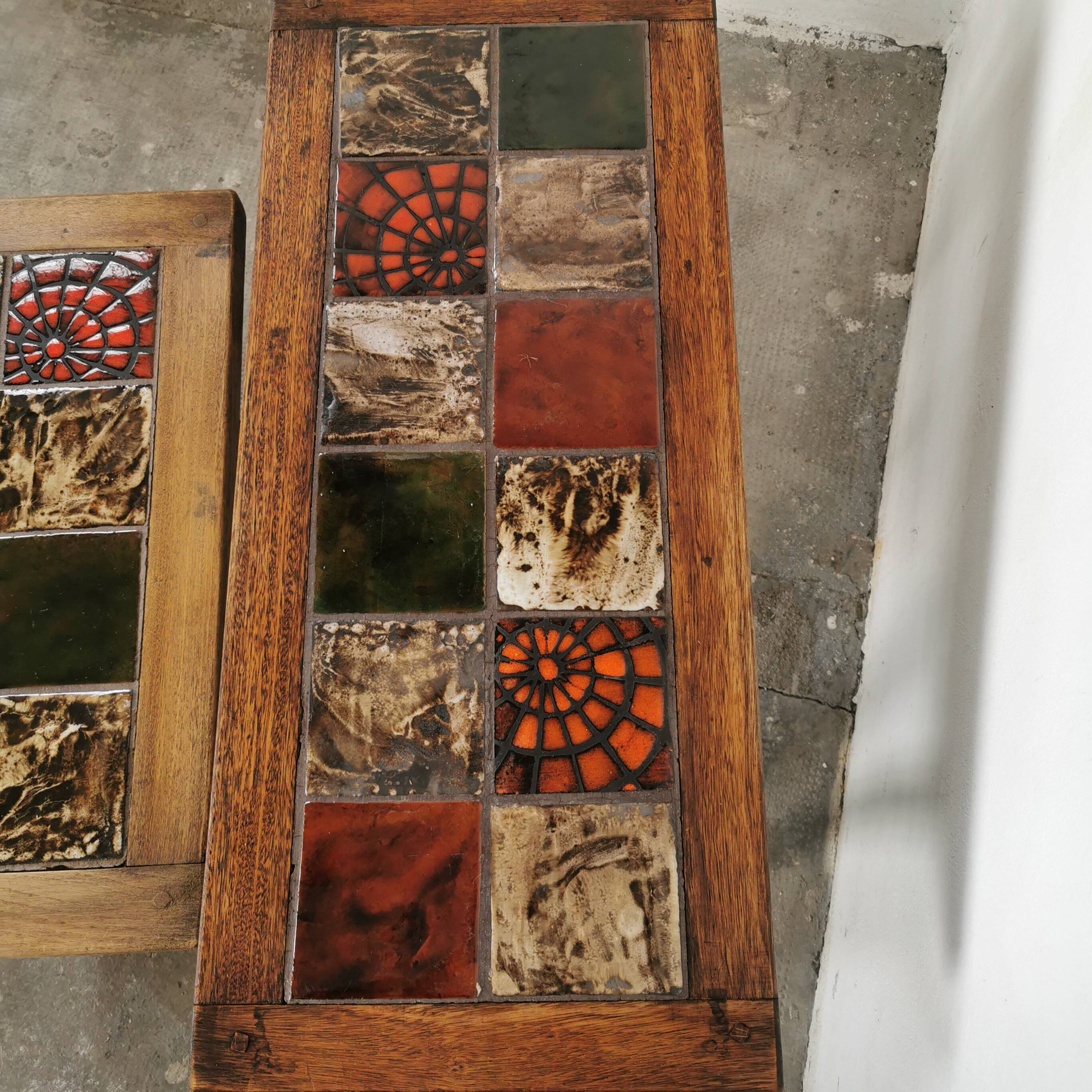 Pair of ceramic and metal nesting tables 1970