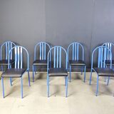 Set of Nr 222 chairs by Robert Mallet-Stevens, 1980s, Set of 7