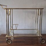 Hollywood Regency gilt brass bar cart drinks trolley, 1970s