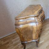 Chest of drawers and 2 20th century Italian rococo style bedside tables in rosewood