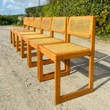 6 chaises traîneau en cannage