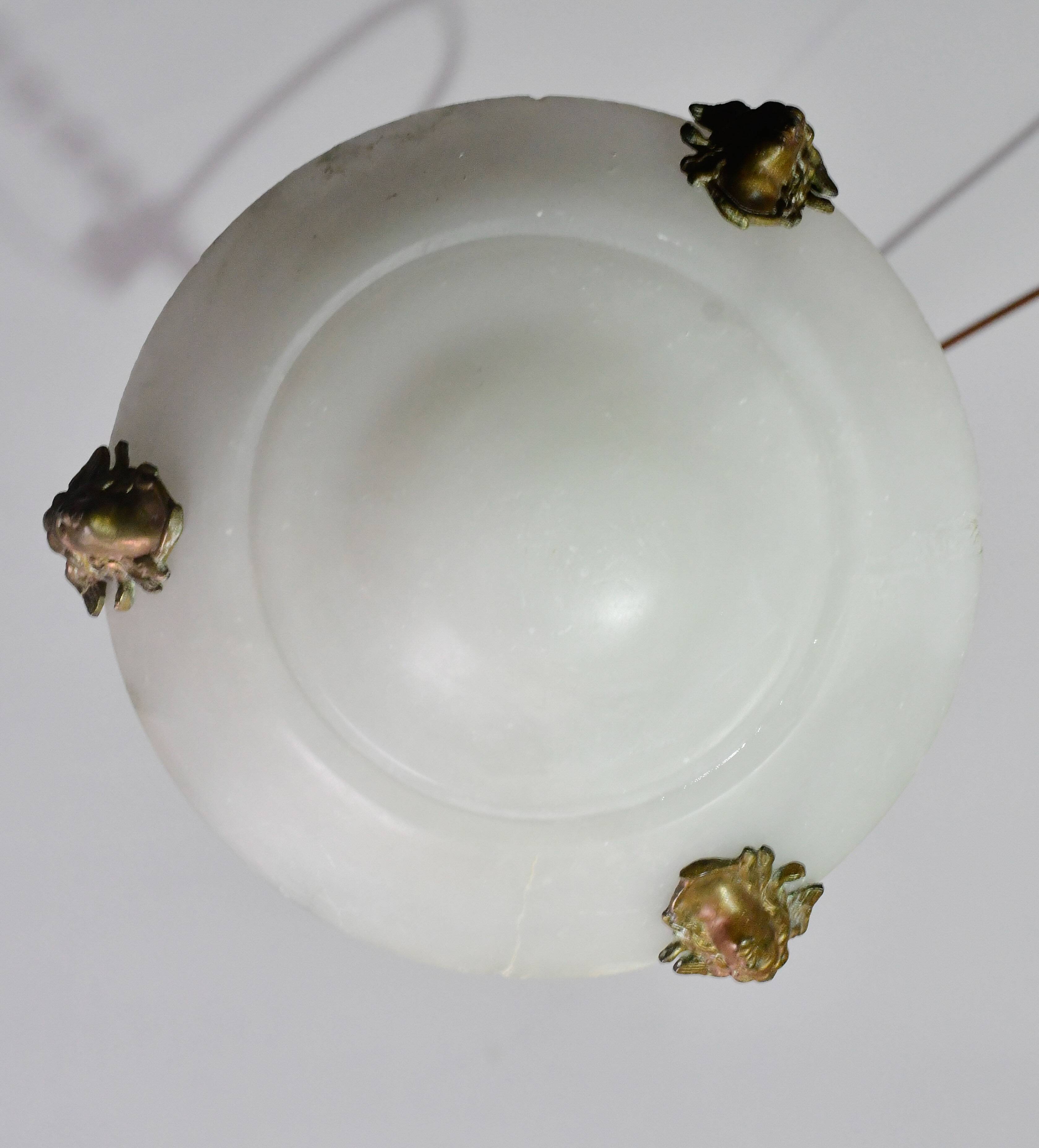 Charming white Art Deco alabaster pendant, 1940s