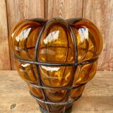 Large Murano pendant/wall/ceiling light in amber brown blown glass