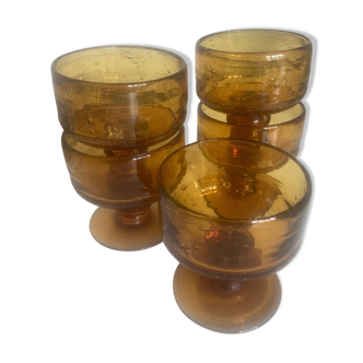 BHV Set product of 6 sections in bulled glass from Biot 1970s