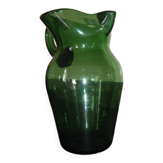 Vintage green glass water pitcher 80