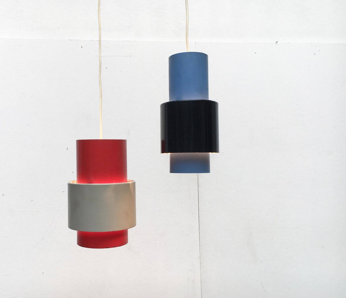 Mid-century metal pendant lights, set of 2