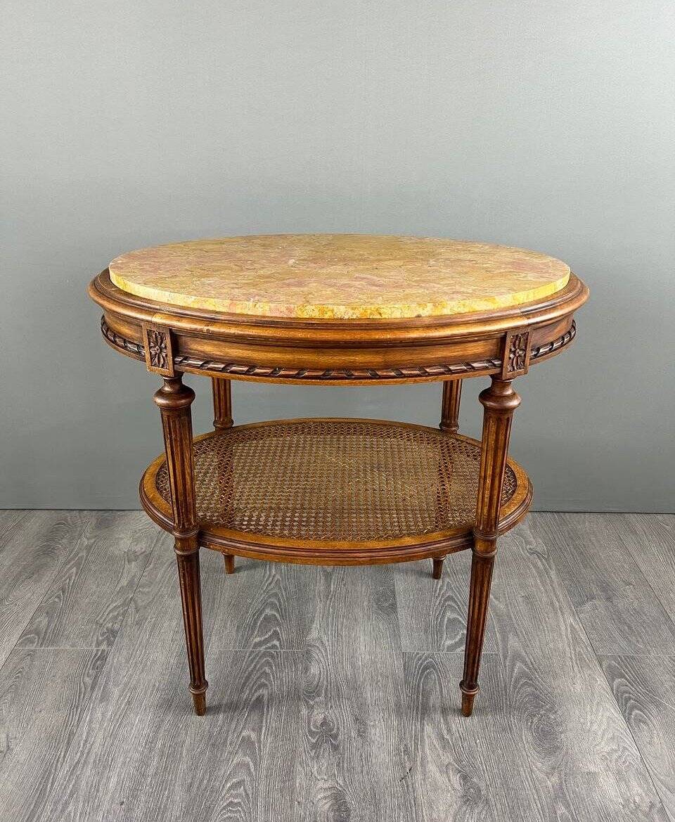 Side Table, Louis XVI Style Pedestal Table, Late 19th Century