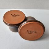 Set of 2 ceramic egg cups Signed Ludovic