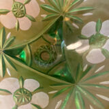 Art deco cut green crystal tripod cut