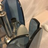 Lustre et applique en verre bleu