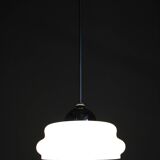 Italian mid-century glass pendant lamp chrome ceiling light 1960s