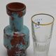 Petit vase design rouge sang de bœuf et bleu turquoise