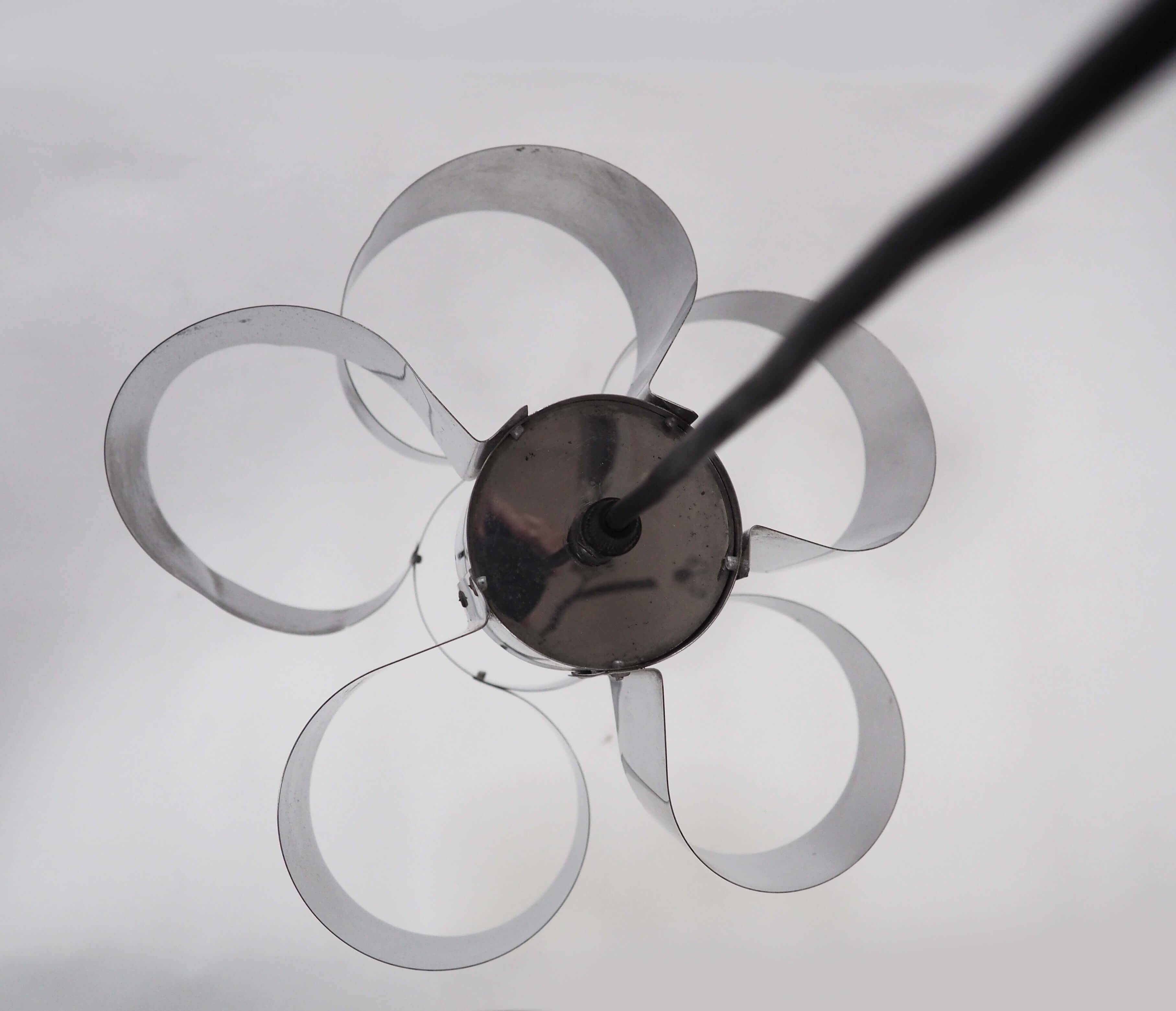 Space age pendant light stainless steel blades