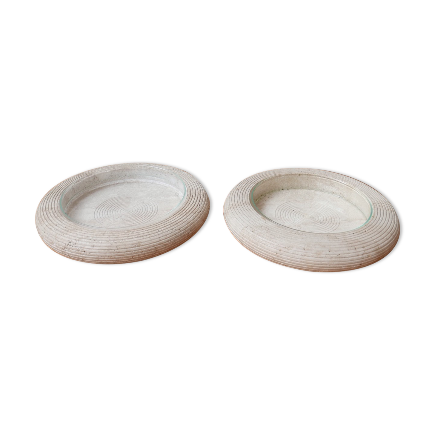 Travertine and glass bowls