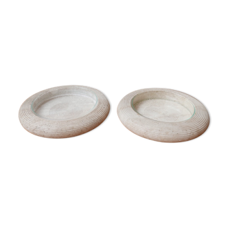 Travertine and glass bowls