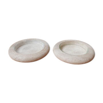 Travertine and glass bowls