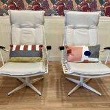 Pair of metal and Bakelite armchairs, 1960s design.