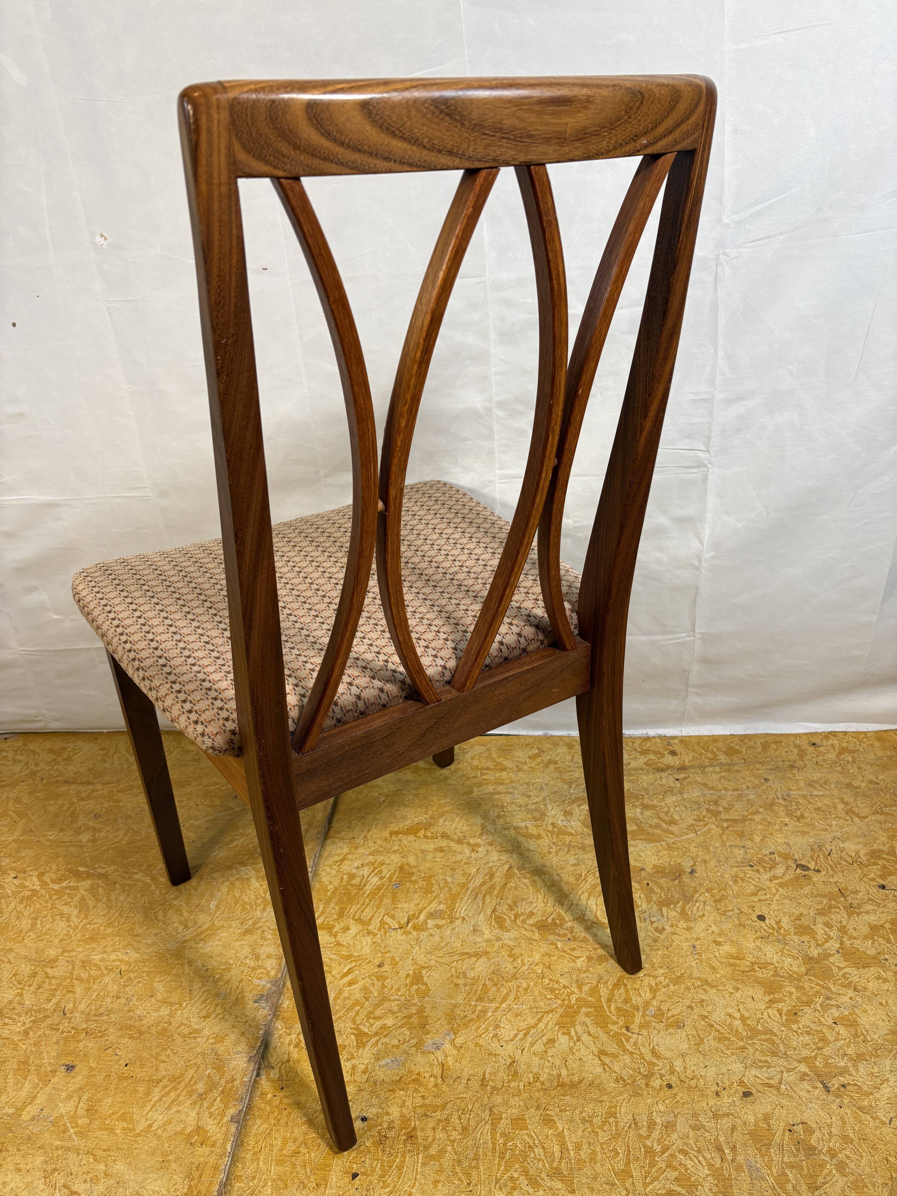 Mid century retro vintage teak and cloth dining chairs by GPlan 1970