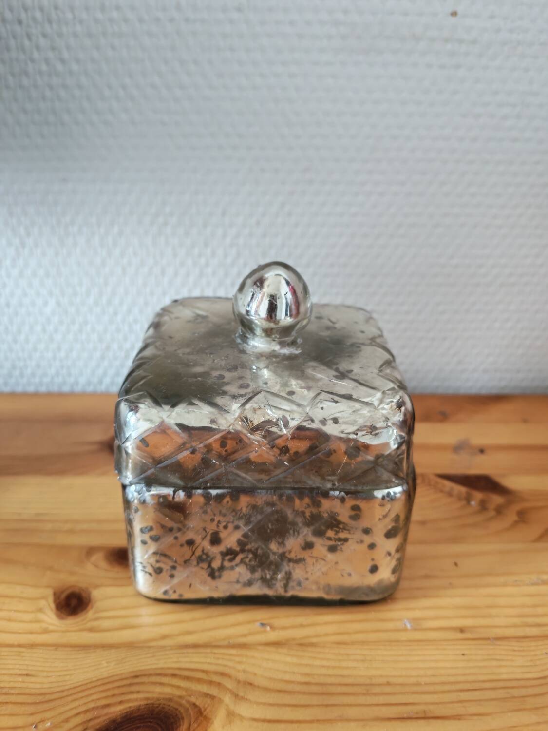 Silver mirror glass candy dish