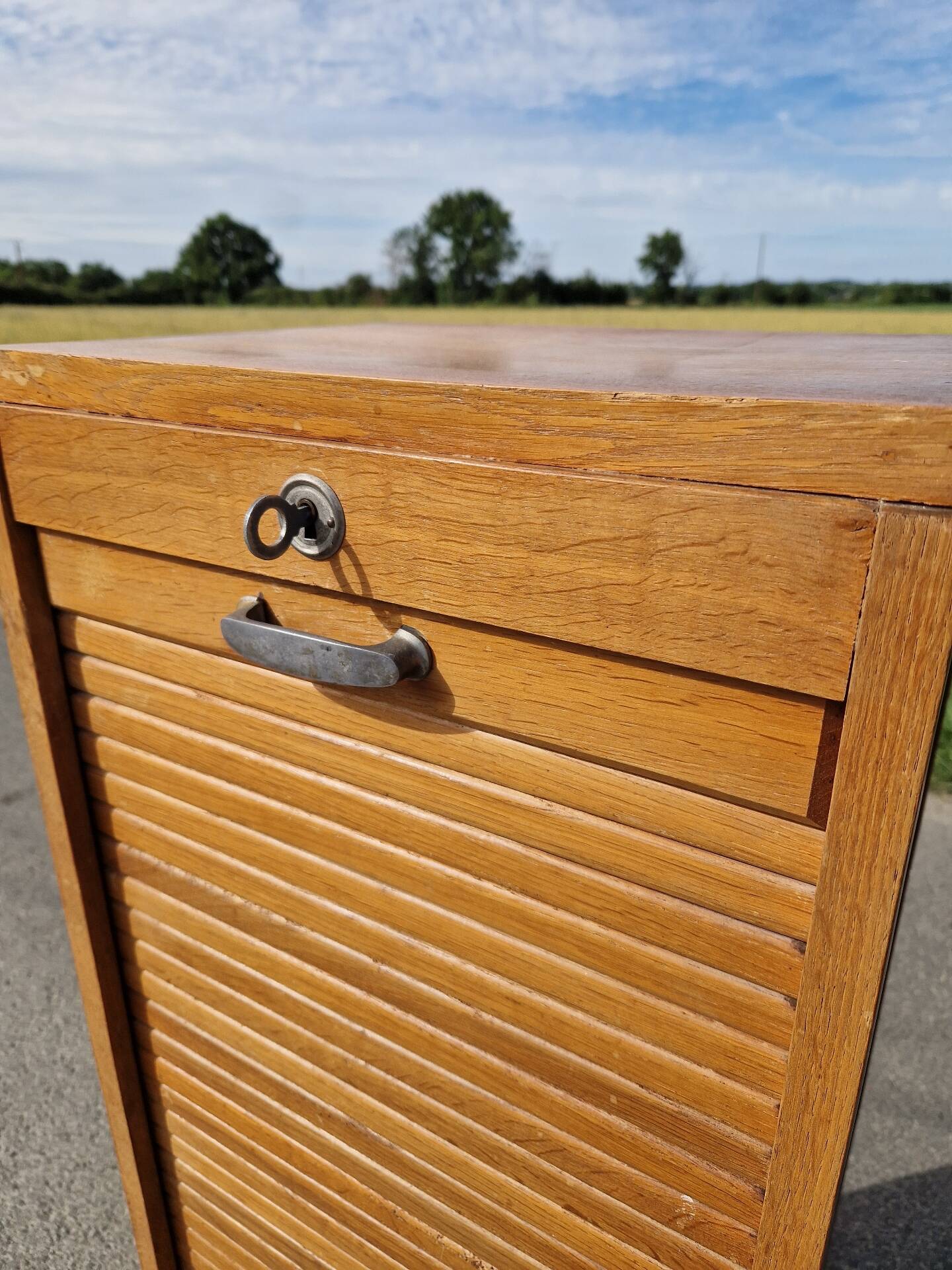 Art Deco filing cabinet with curtain 120 cm