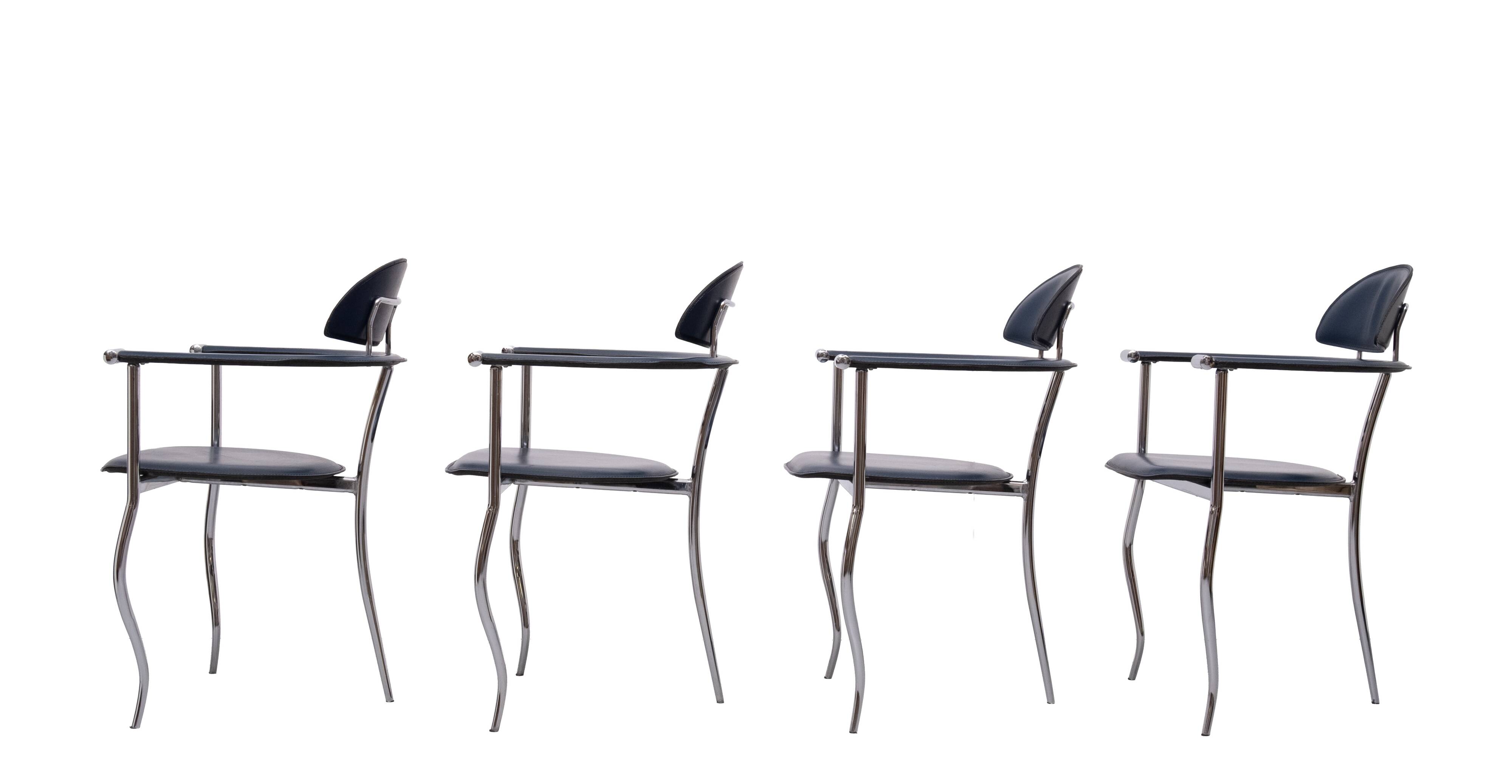 4 Italian Arrben 'Marilyn Stiletto' dining chairs 1970s
