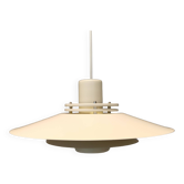 Lampe à suspension danoise en métal laqué blanc (pas de blanc brillant mais blanc craquelé) 1980