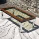 Vintage rectangular coffee table 1970 chrome, wood & smoked glass