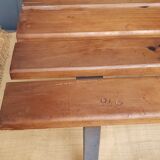 Metal and wood locker room bench