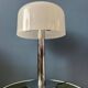 Space Age table lamp in chrome with white plexiglass mushroom shade.