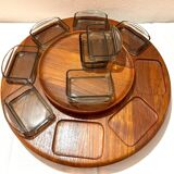 Digsmed Snack Caroussel + Trays by Holmegaard, Denmark. Set of 17 Pieces
