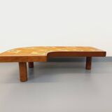 Barrois vintage shell-patterned comma coffee table in wood and ceramic.