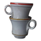 Pair of opaque porcelain brûlot cups from Sarreguemines (1857-1900)