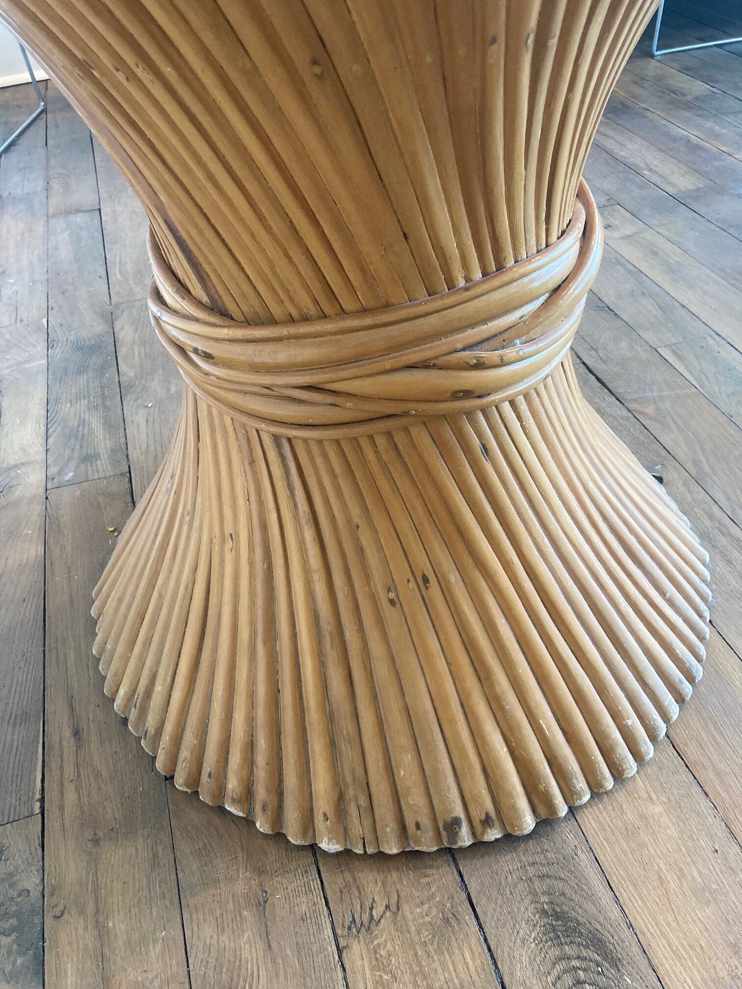 Glass rattan table by John McGuire