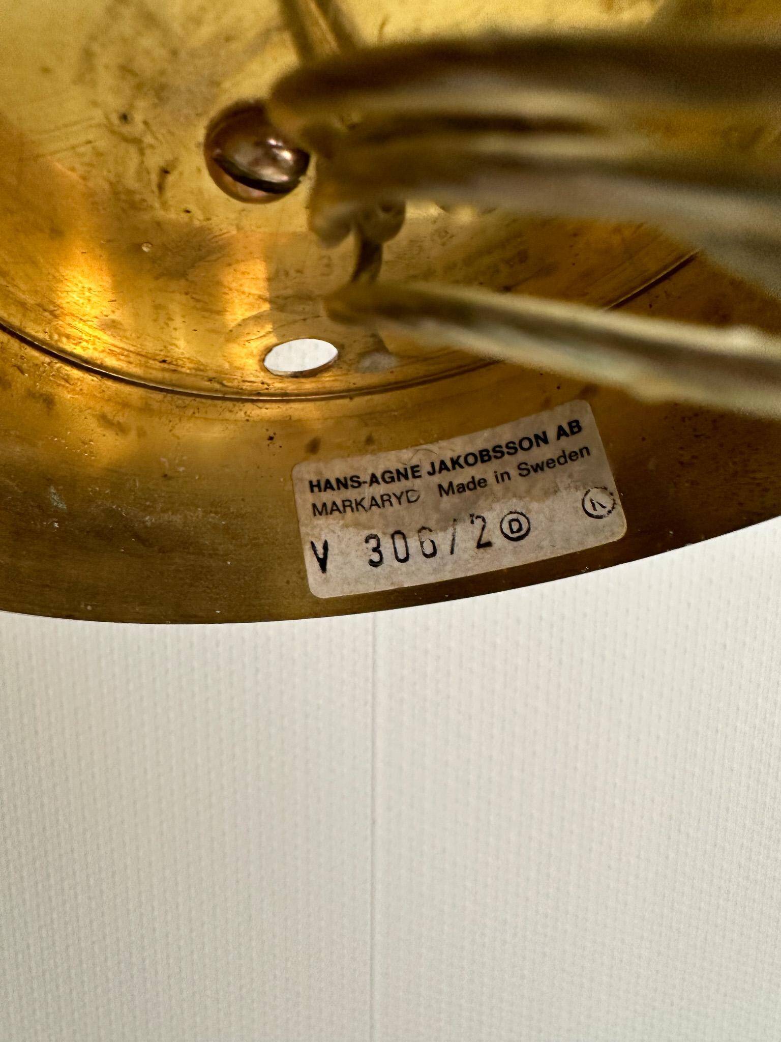 Brass and opaline glass wall lamps by Hans-Agne Jakobsson in mid-century style, Sweden, 1960s.