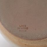 Beige marsh sandstone lamp with handles, brown lampshade