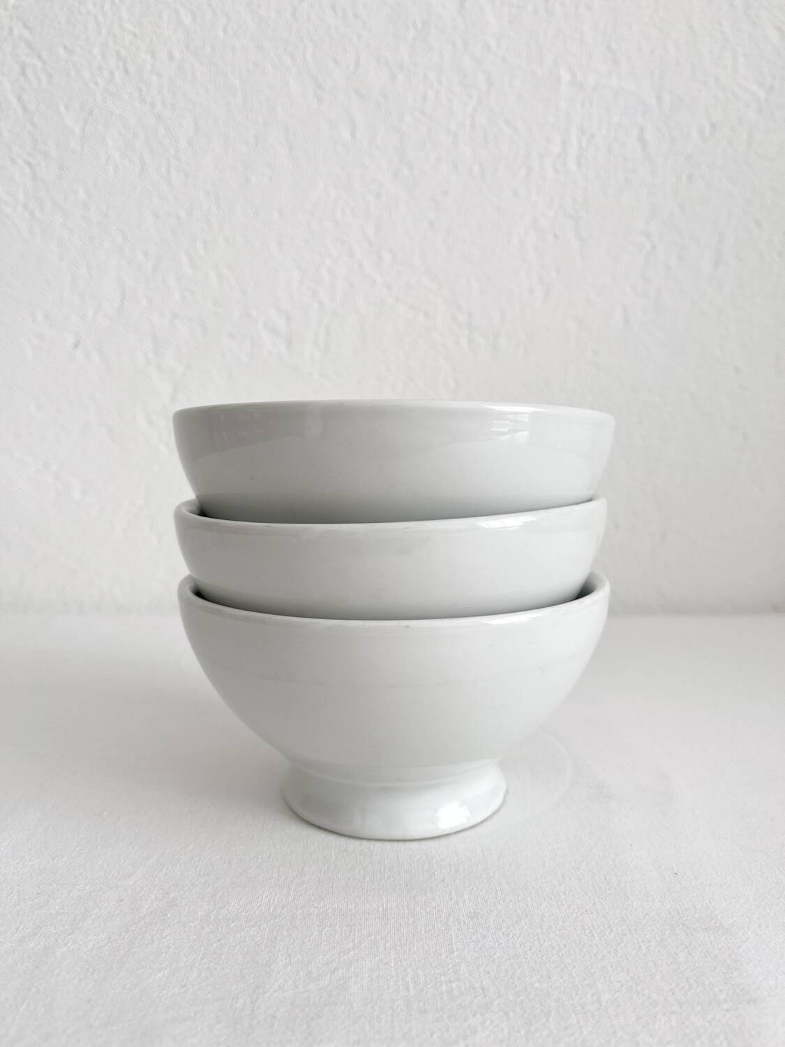 3 vintage Apilco white porcelain bowls
