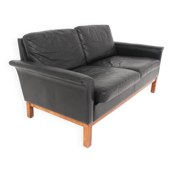 Canapé scandinave 2 places en cuir, Suède, 1950 — Beyit