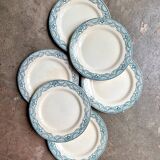6 flat plates Salins in ironstone, "Directoire" service