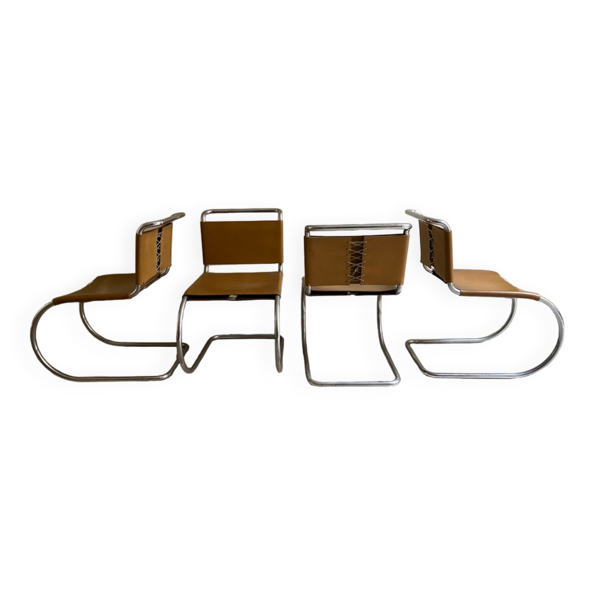 Set of 4 MR chairs by Mies Van der Rohe for Knoll