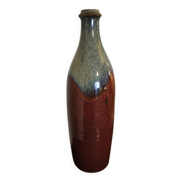Enameled stoneware bottle signed Pépin