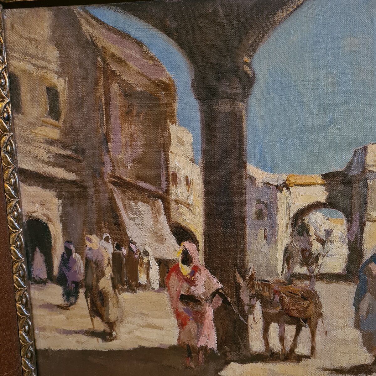 Antique Painting Oriental Scene, 1900s
