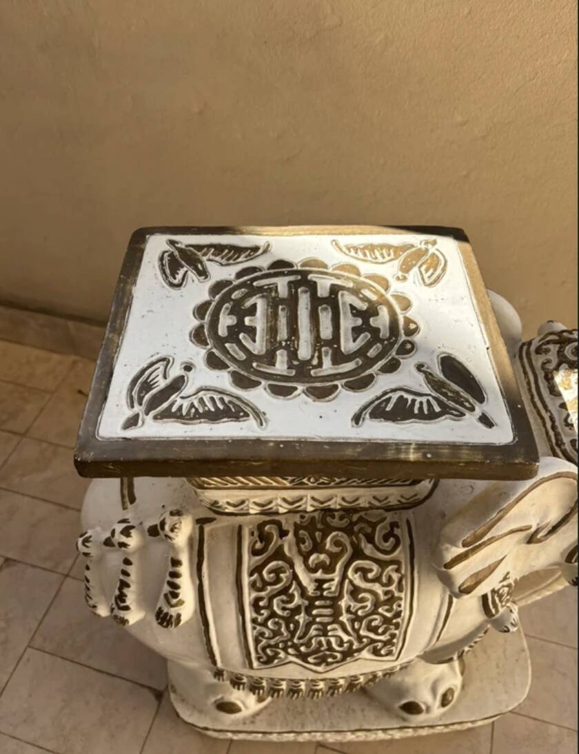 Ceramic elephant stool/stand Hollywood Regency style 1960s