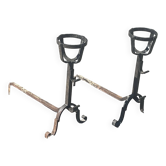 Pair of old landier wrought iron andirons