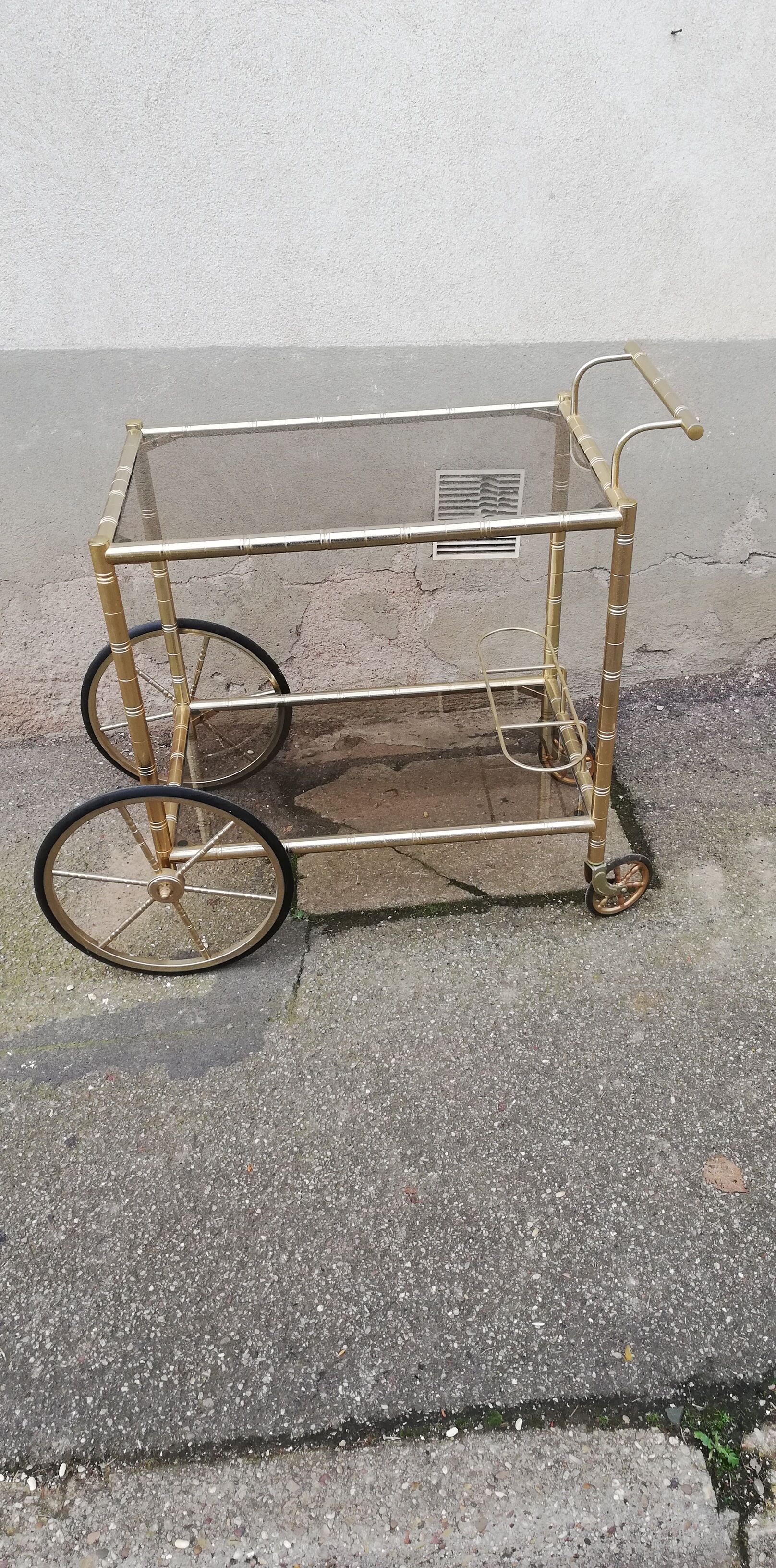 Vintage brass service 4 wheels