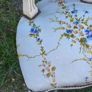 Pair of Louis XV style cabriolet chairs with a patina – floral fabric