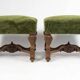 Important Pair of Sculpted Walnut Stools, Louis XIV Style